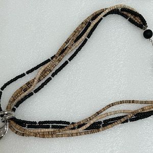 Vintage multi-strand necklace with large marked “R”&”925” pendant